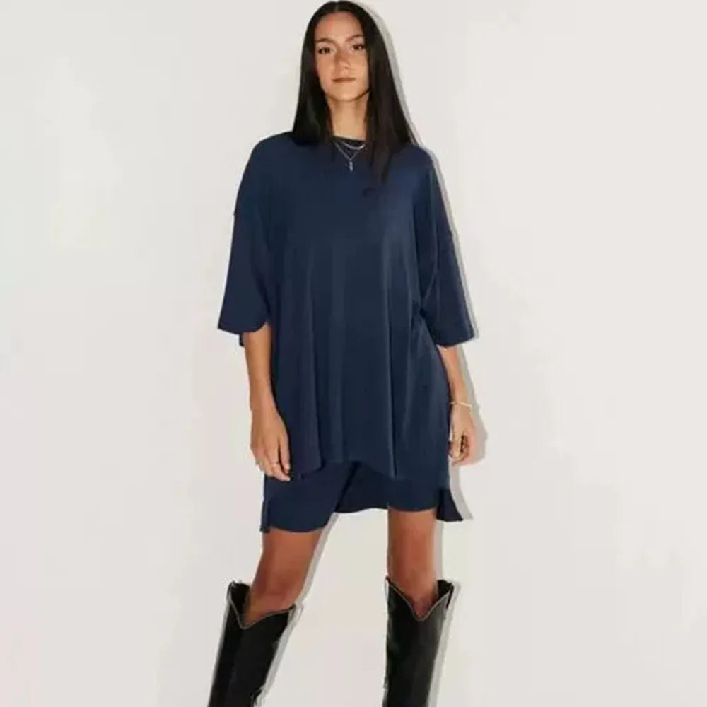 Breezy Lounge Duo – Oversized Shirt & Shorts Set for Ultimate Comfort!