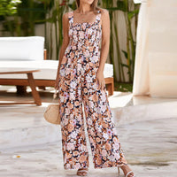 Bloom & Move: Floral Sleeveless Jumpsuit with Pockets